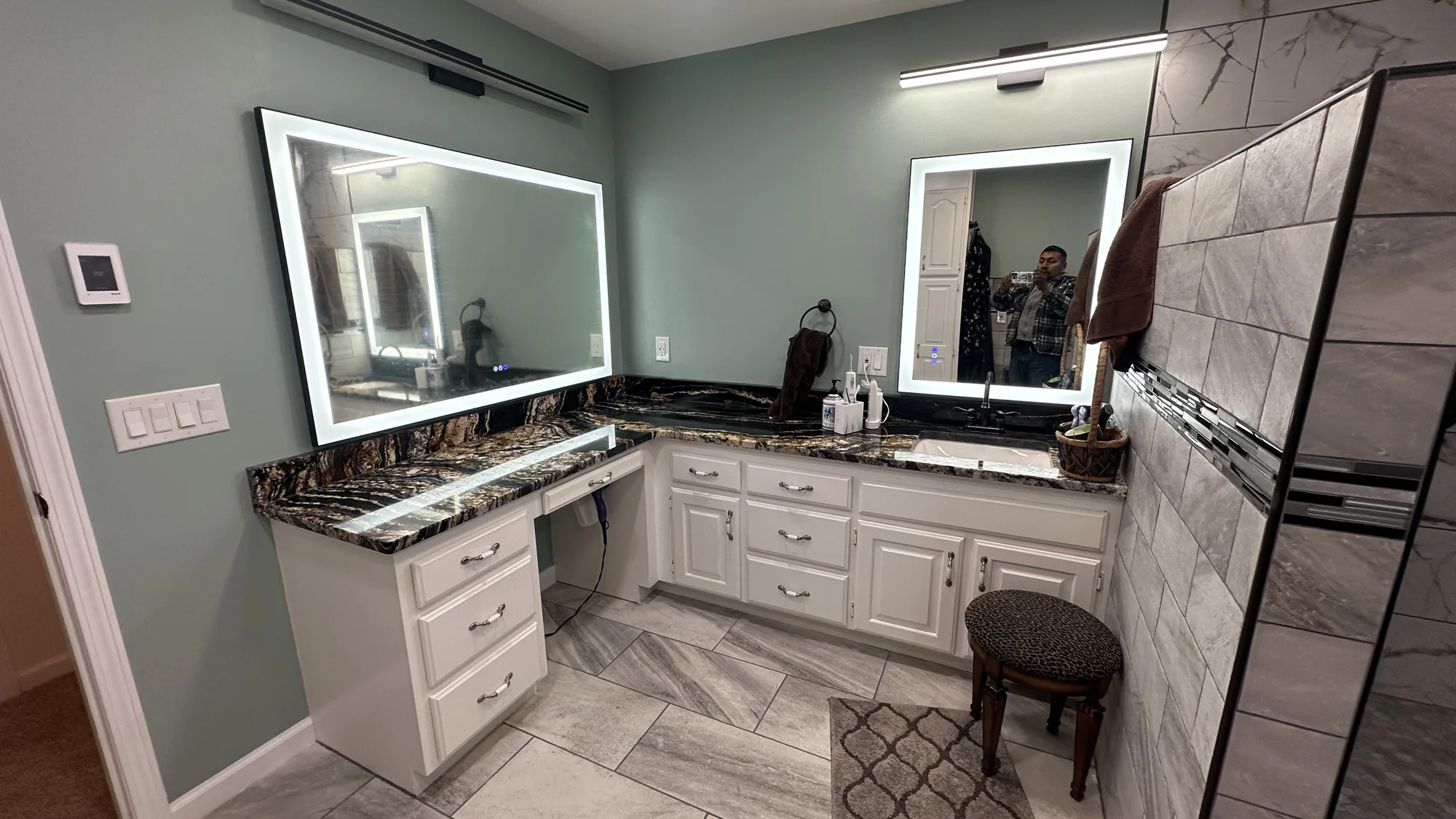 El King bathroom with a double vanity
